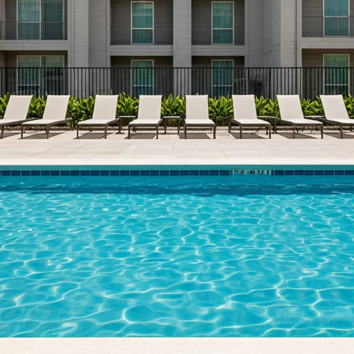 Community pool chairs and water